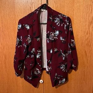 Maurices burgundy floral casual blazer